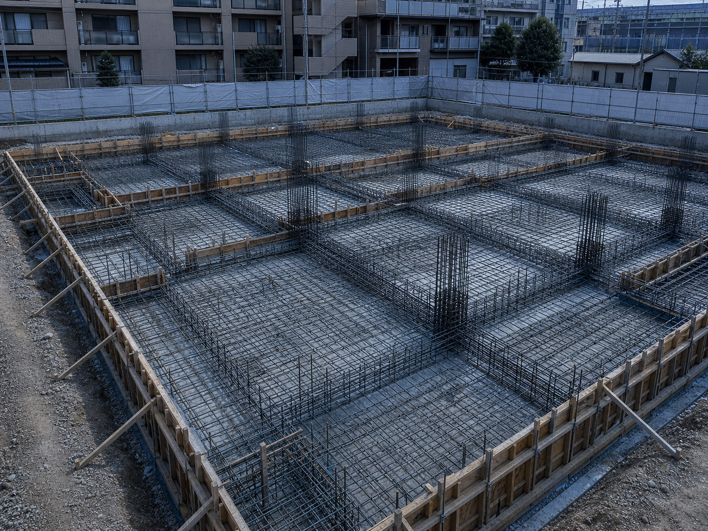 マンションの基礎工事現場